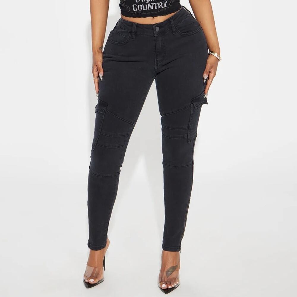 Fashion Nova Don't Tempt Me Skinny Pants Black Women's Size L